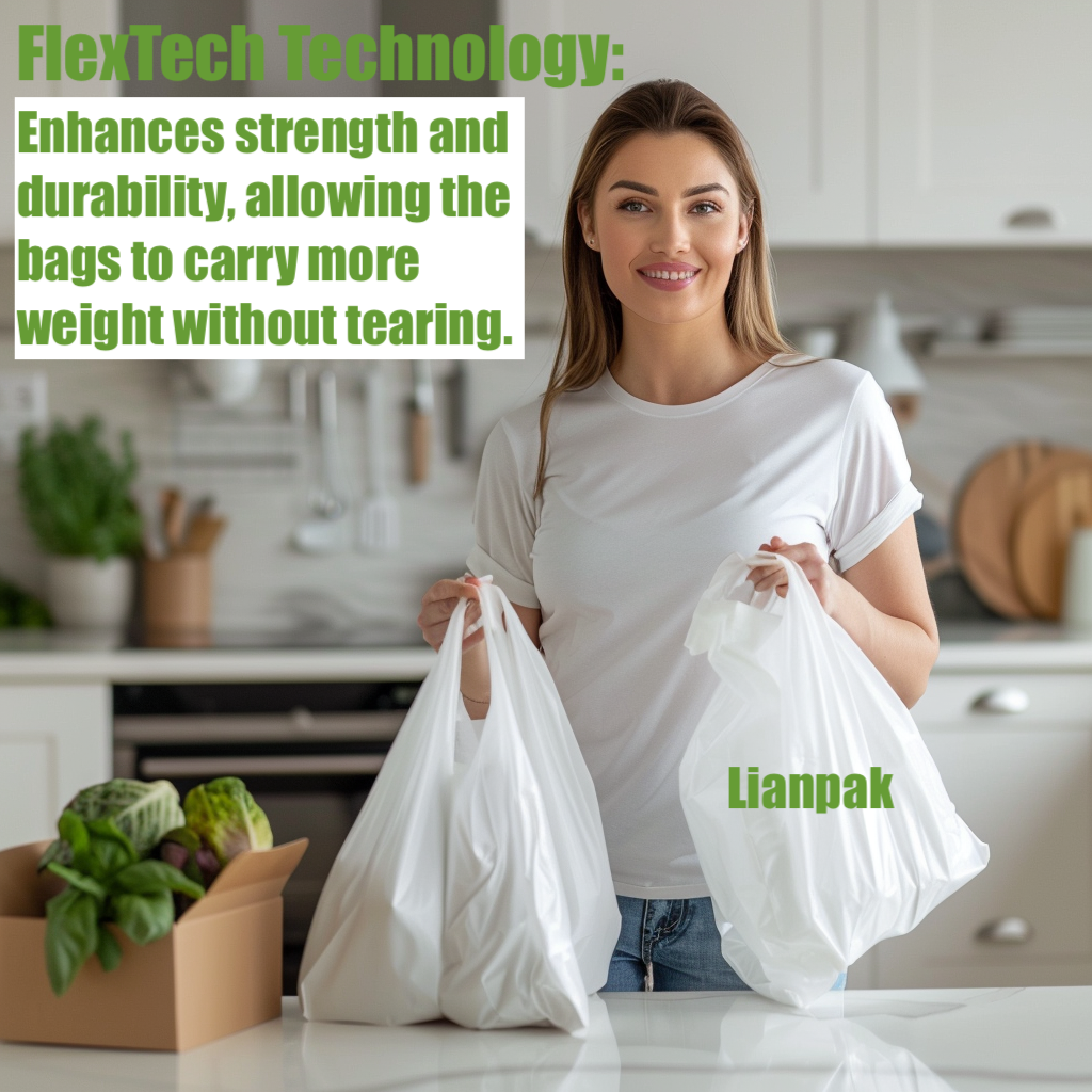 Lianpak Extra Strong White & Clear Mid Size Vest Carrier Bags 10"x15"x18"