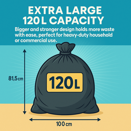 120L, Heavy Duty, Extra Strong, Tie Top, 40 Microns, Large Refuse Sacks