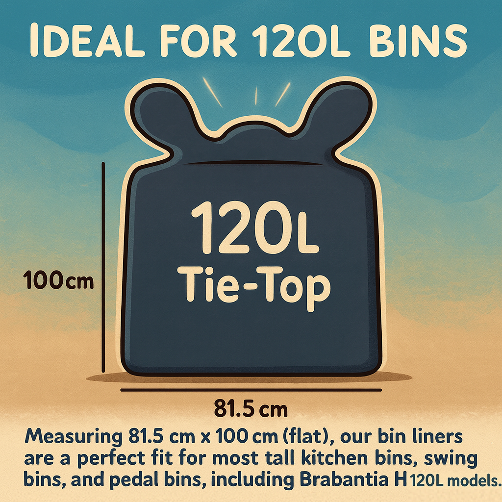 120L, Heavy Duty, Extra Strong, Tie Top, 40 Microns, Large Refuse Sacks