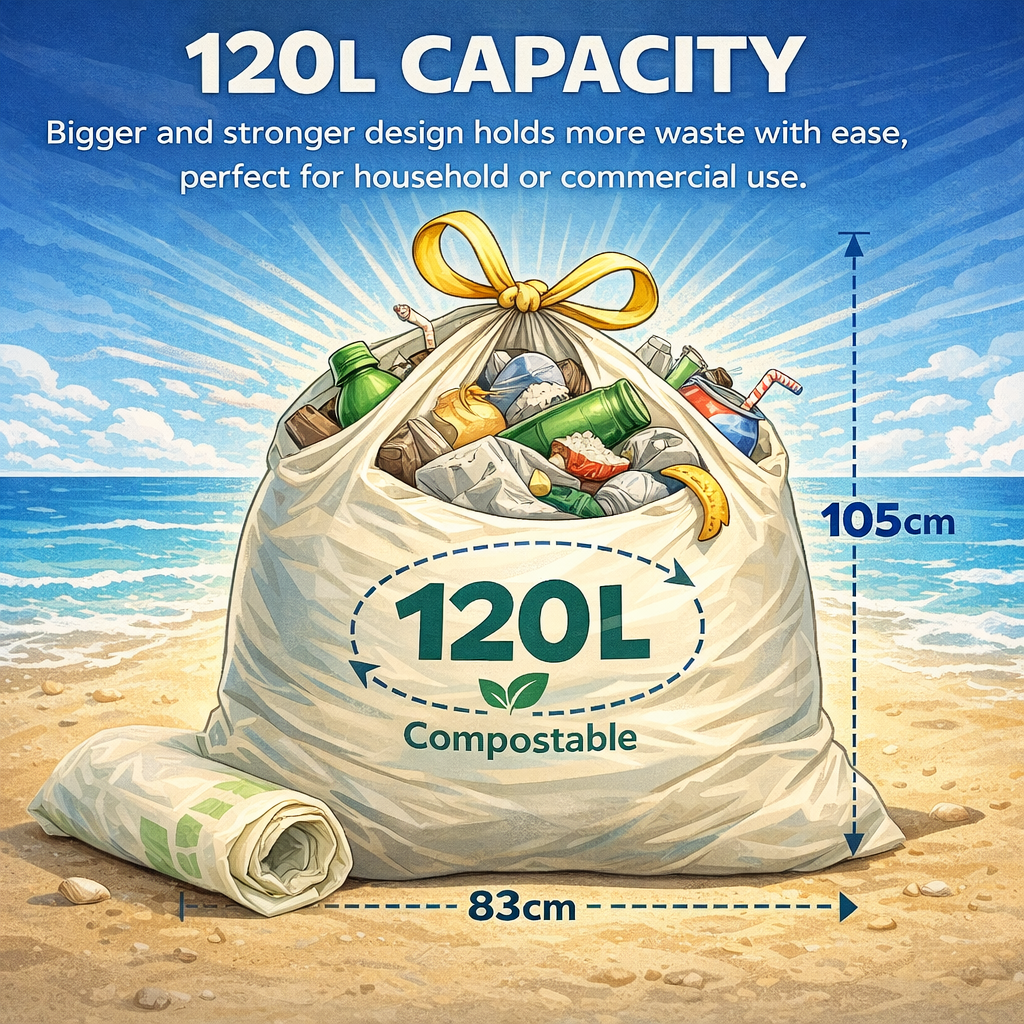 Lianpak Heavy Duty Extra Strong Drawstring 120L All-Purpose Refuse Sacks