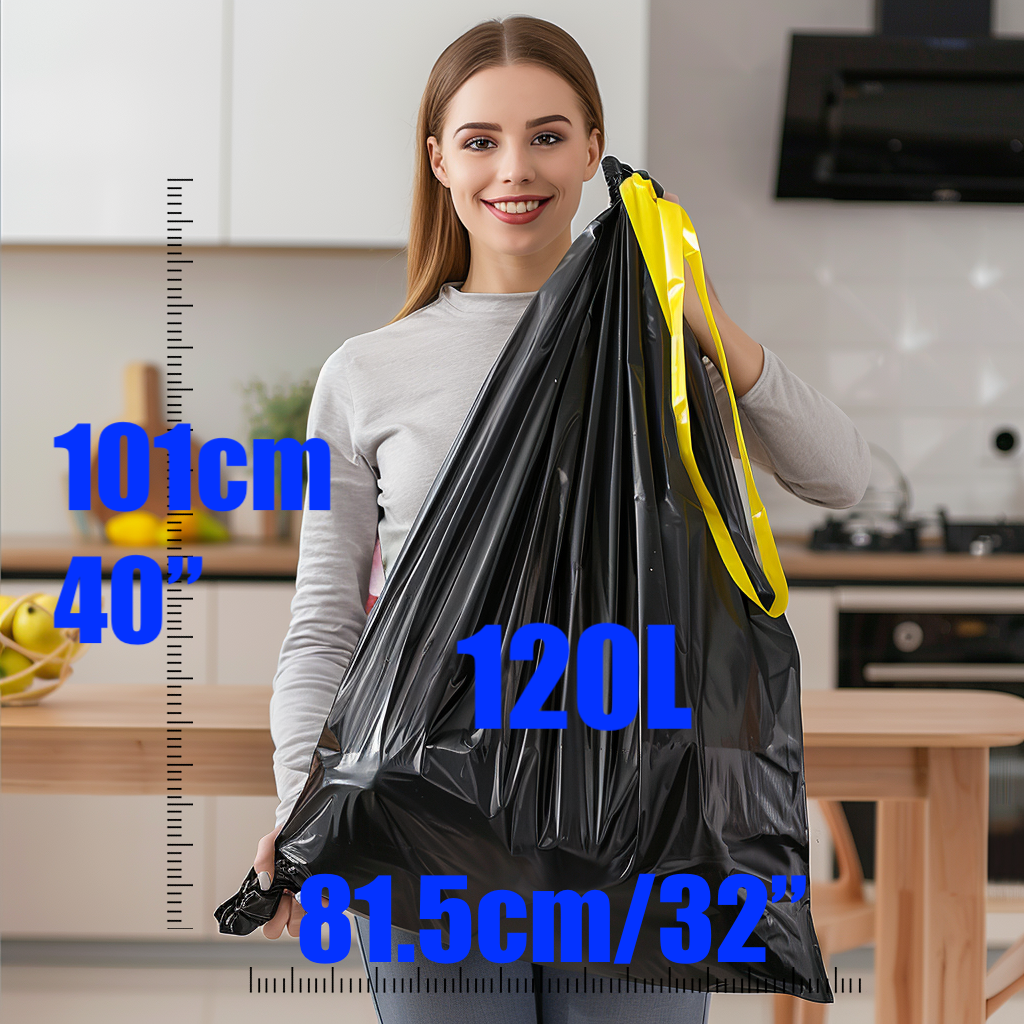 20pcs/Roll Lianpak Heavy Duty Extra Strong Drawstring 120L All-Purpose Refuse Sacks
