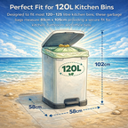 Lianpak BioFlex 120L Large Bin Bags Drawstring, Compostable Kitchen & Household Waste Liners, Strong Leak Resistant Trash Bags, Easy Tie Garbage Bags, 105×83cm