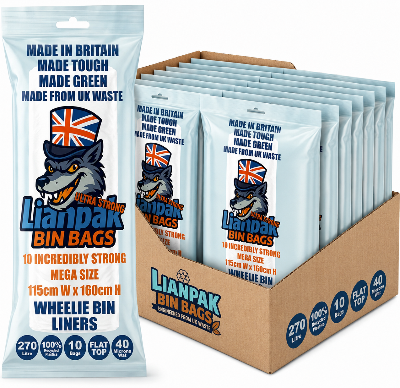 Lianpak Clear 240L Wheelie Bin Liners