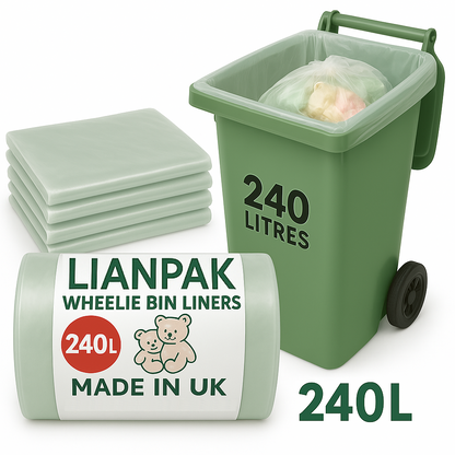 Lianpak Clear 240L Wheelie Bin Liners