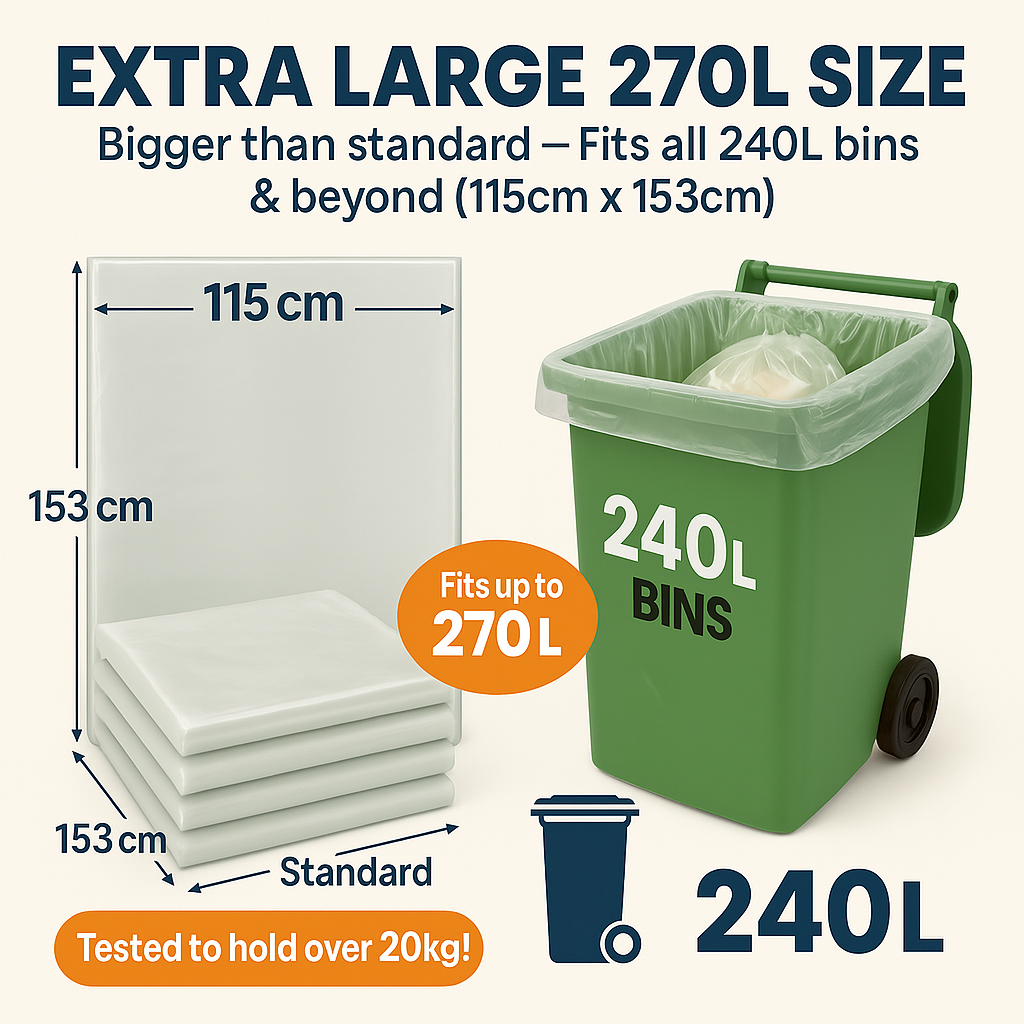 Lianpak Clear 240L Wheelie Bin Liners