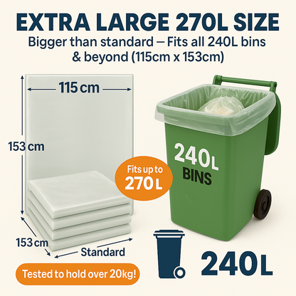 Lianpak Clear 240L Wheelie Bin Liners