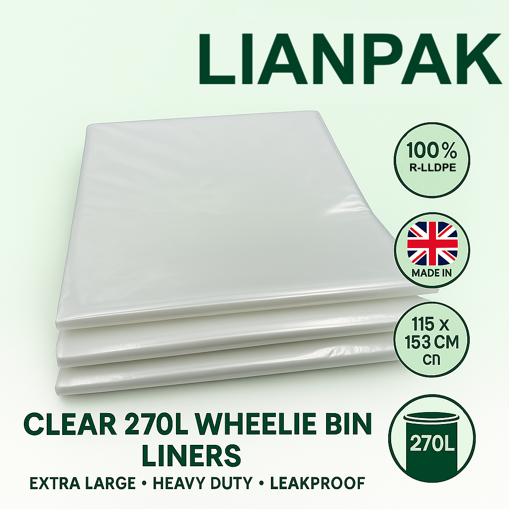 Lianpak Clear 240L Wheelie Bin Liners