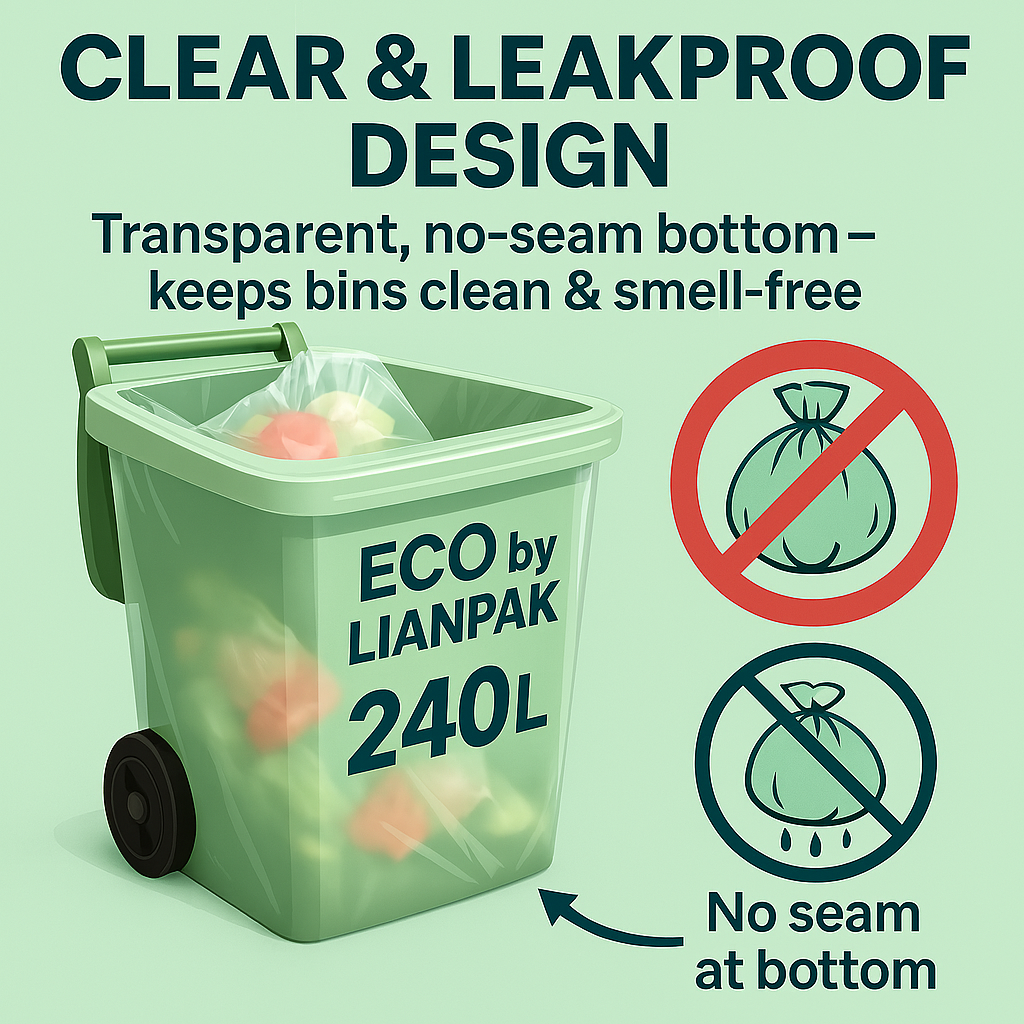 Lianpak Clear 240L Wheelie Bin Liners