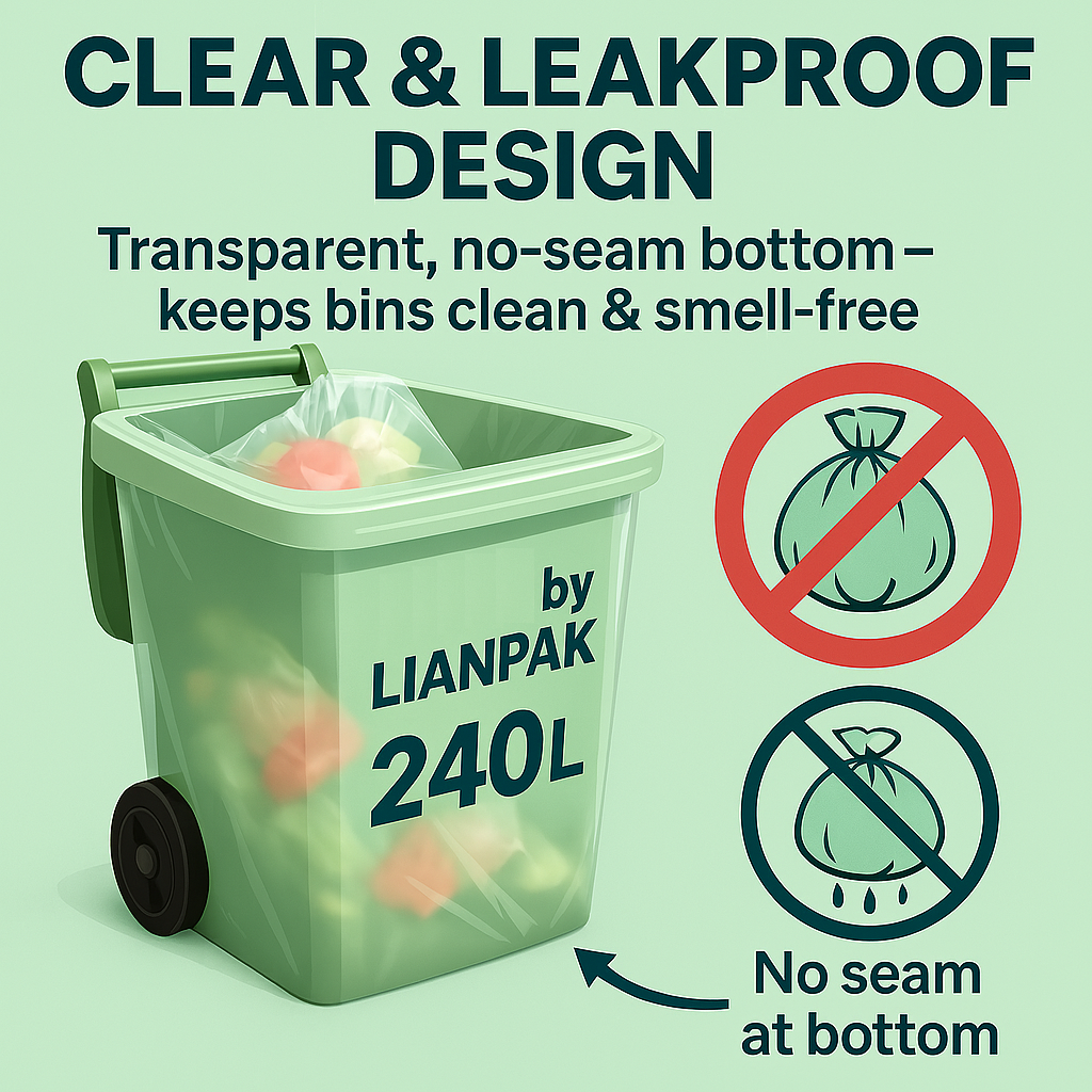 Lianpak Clear 240L Wheelie Bin Liners