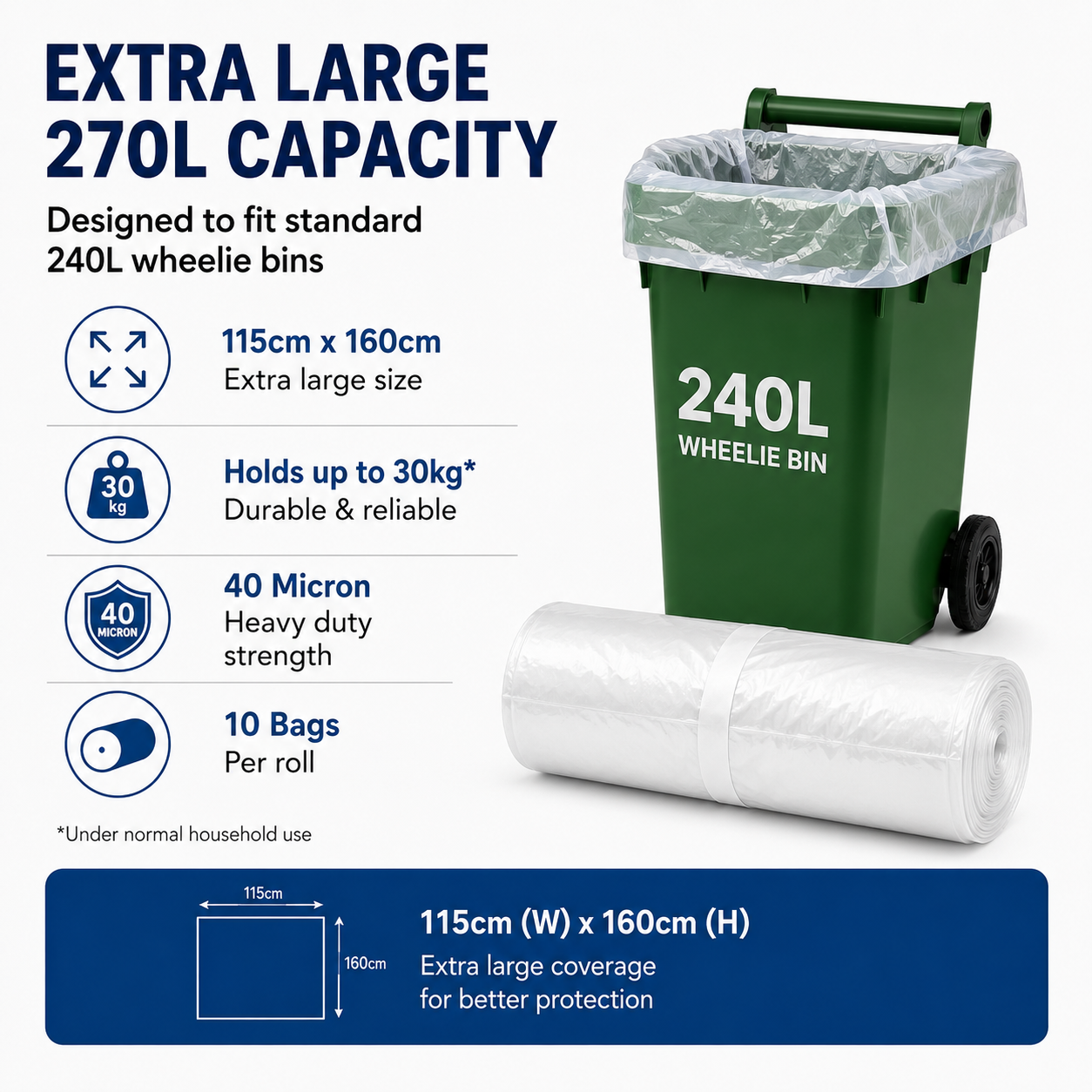Lianpak Clear 240L Wheelie Bin Liners