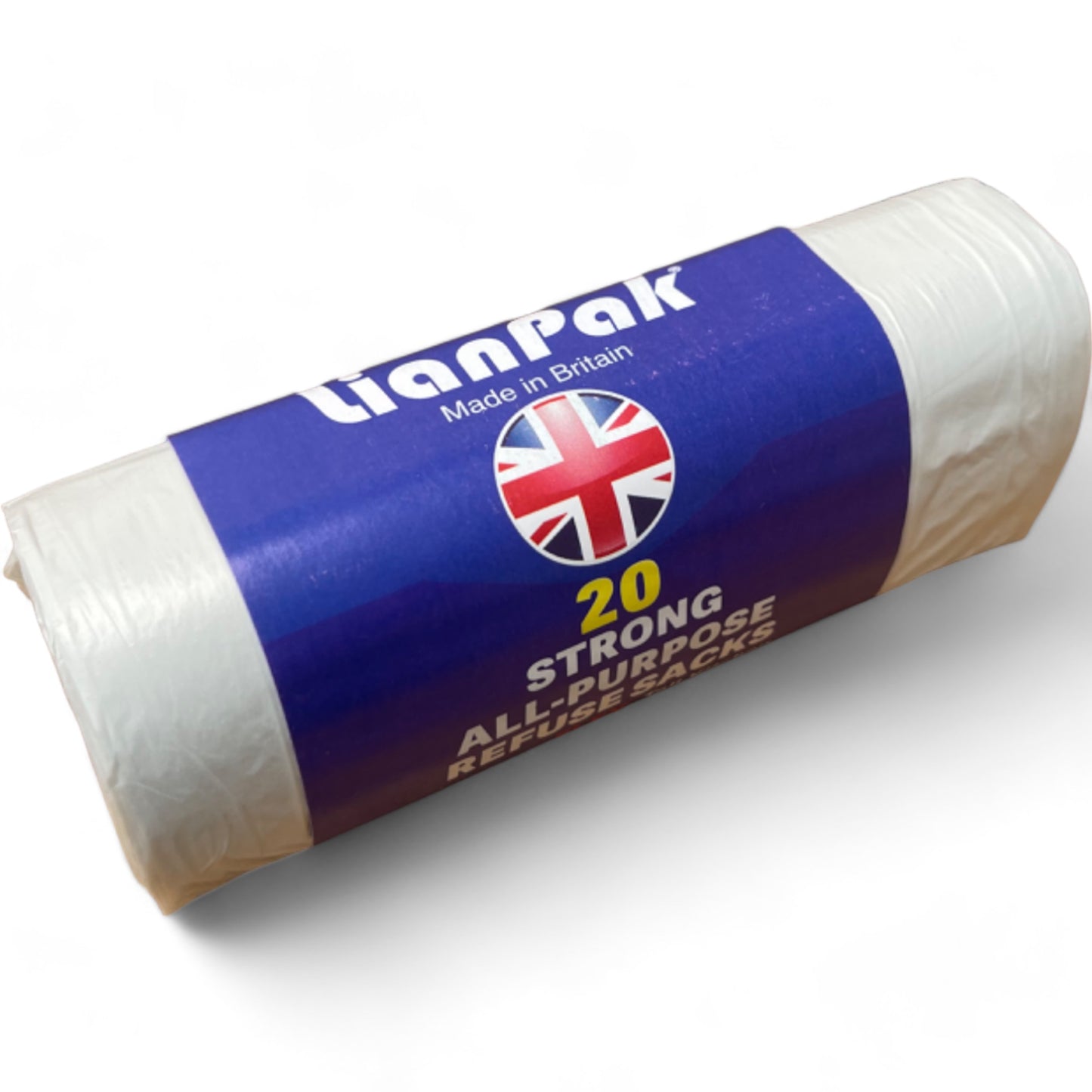 20Pcs/Roll Lianpak 50L White Tie-Top Strong Refuse Sacks