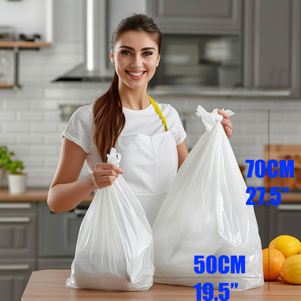 20Pcs/Roll Lianpak 50L White Tie-Top Strong Refuse Sacks