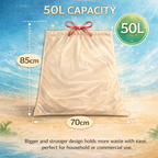 Lianpak BioFlex 50L Kitchen & Household Bin Bags Drawstring, Compostable Waste Liners, Strong Leak Resistant Trash Bags, Easy Tie Garbage Bags, 85×70cm