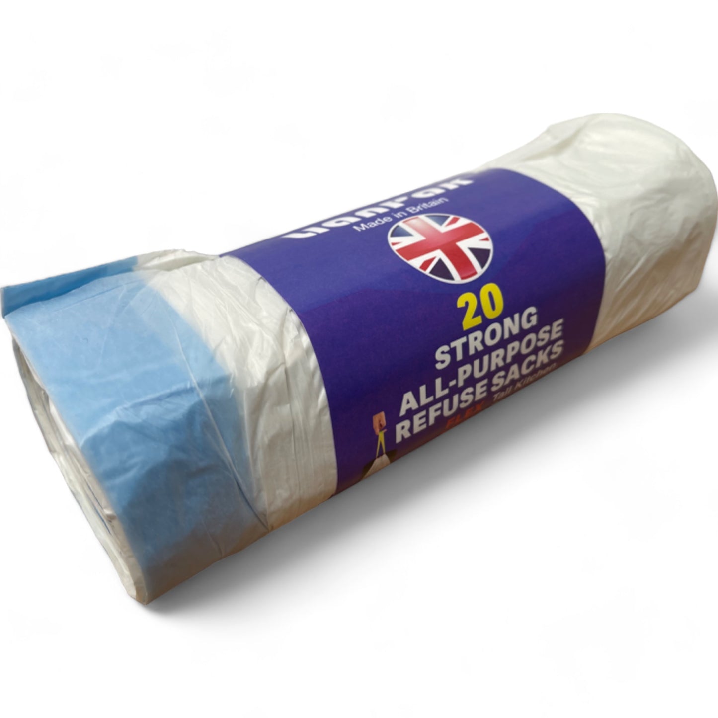 20Pcs/Roll Lianpak 50L White Drawstring Strong Refuse Sacks,