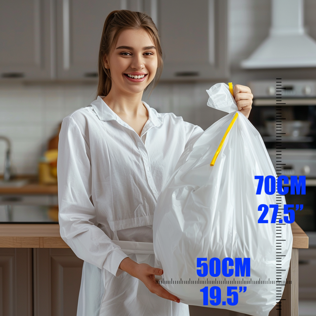 20Pcs/Roll Lianpak 50L White Drawstring Strong Refuse Sacks,