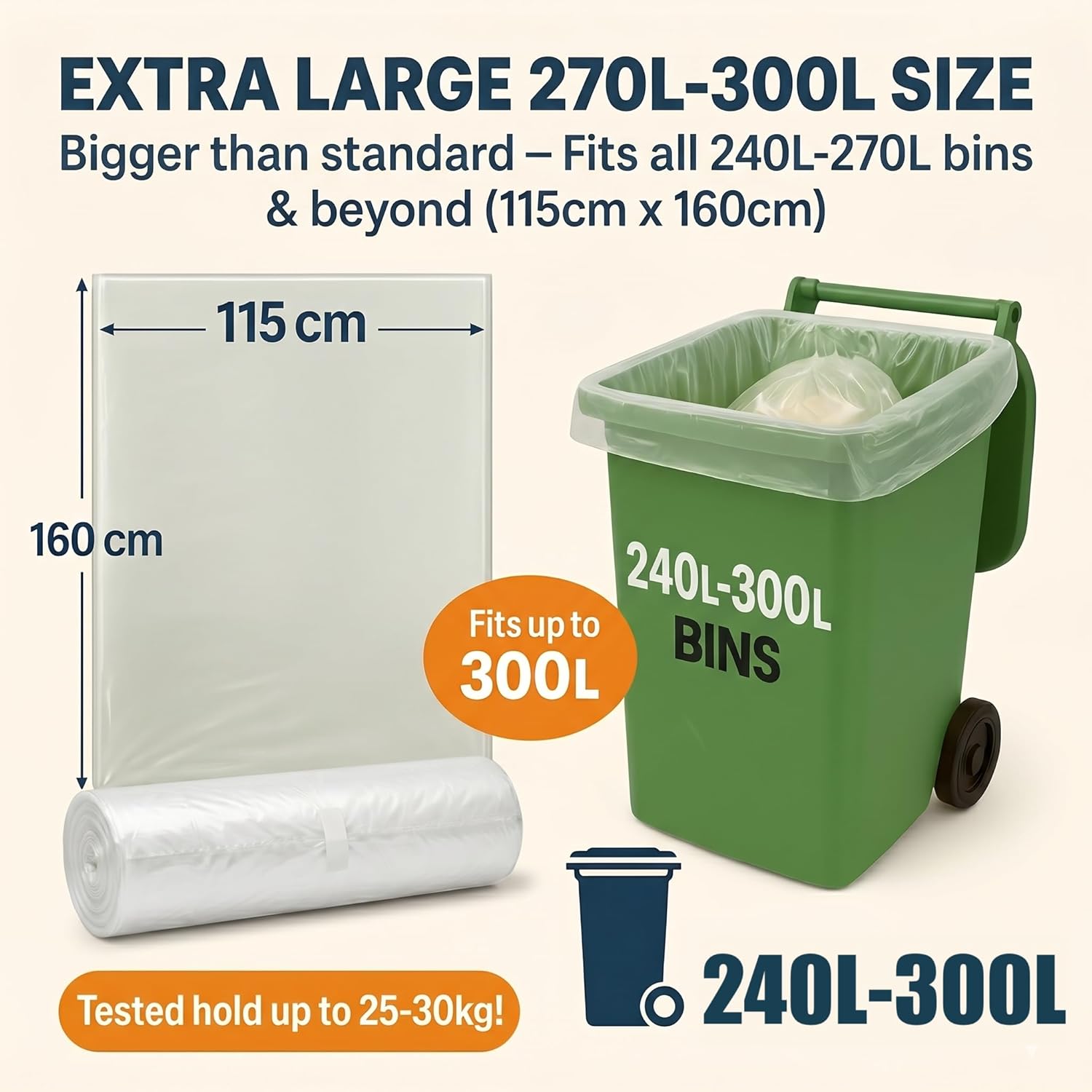 Lianpak Clear 240L Wheelie Bin Liners