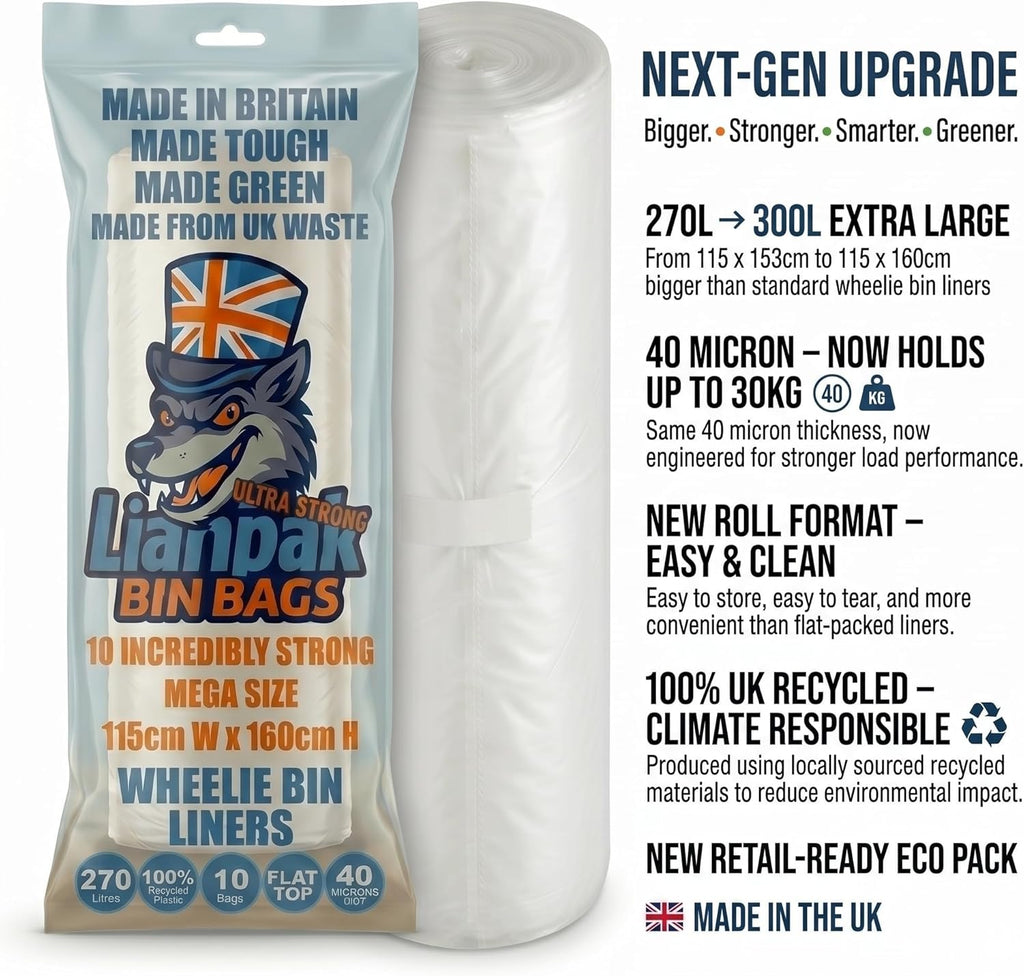 Lianpak Clear 240L Wheelie Bin Liners