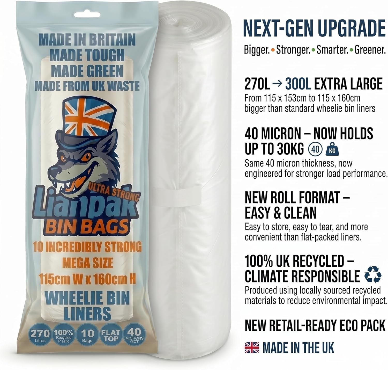 Lianpak Clear 240L Wheelie Bin Liners