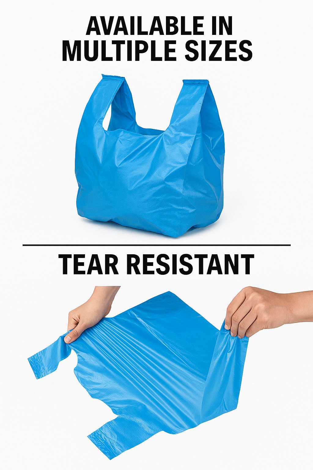 Lianpak Extra Strong Blue & Clear Mid Size Vest Carrier Bags 8"x14"x17"