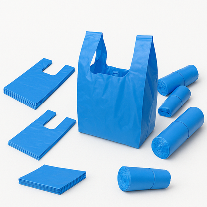 Lianpak Extra Strong Blue & Clear Mid Size Vest Carrier Bags 8"x14"x17"