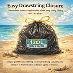 Lianpak Heavy Duty Extra Strong Drawstring 120L All-Purpose Refuse Sacks