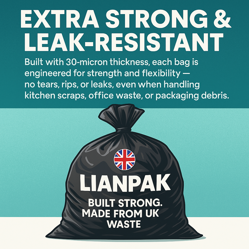 75L, Heavy Duty, Extra Strong, FLAT TOP, 30 Microns, Large Refuse Sacks