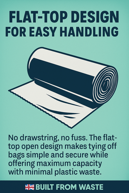 75L, Heavy Duty, Extra Strong, FLAT TOP, 30 Microns, Large Refuse Sacks