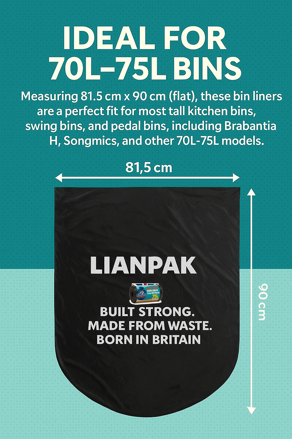 75L, Heavy Duty, Extra Strong, FLAT TOP, 30 Microns, Large Refuse Sacks