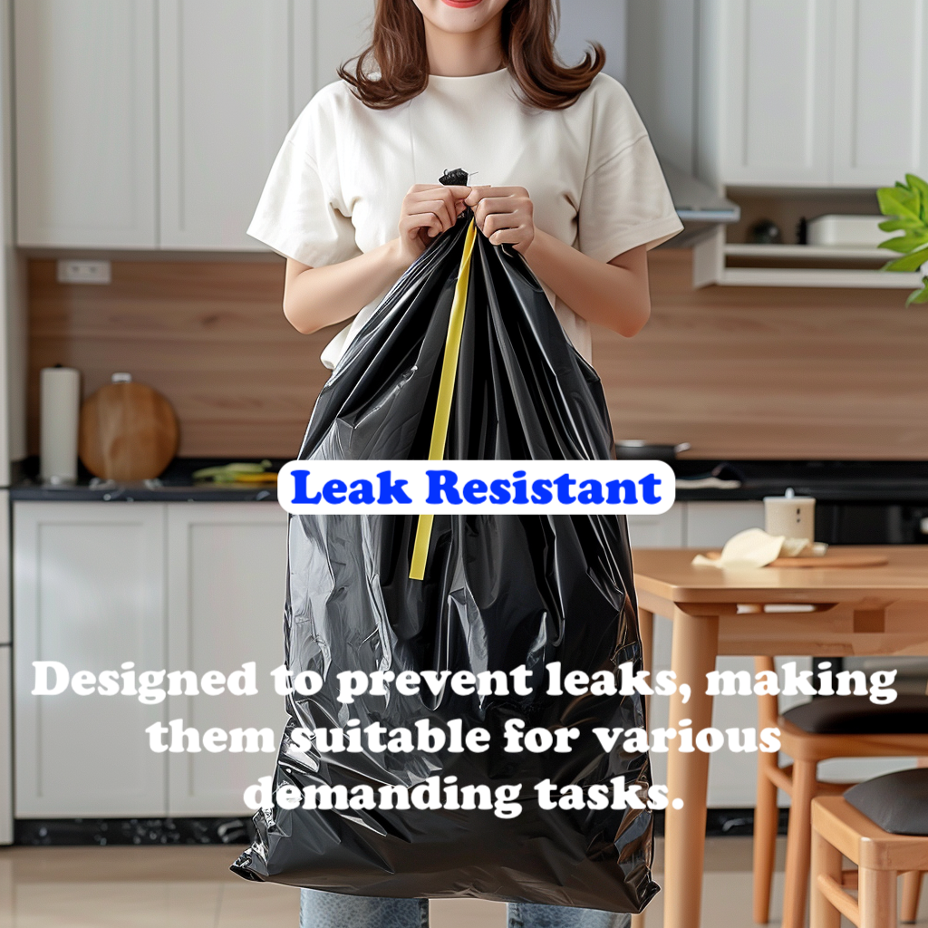 Lianpak Extra Strong Drawstring 50L All-Purpose Refuse Sacks, Bin Bags, Bin Liners with FlexTech, Soft Touch, Recycled, Tear Resistant