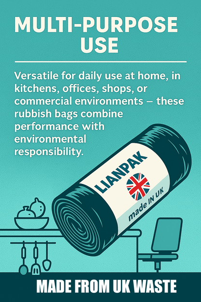 75L, Heavy Duty, Extra Strong, FLAT TOP, 30 Microns, Large Refuse Sacks