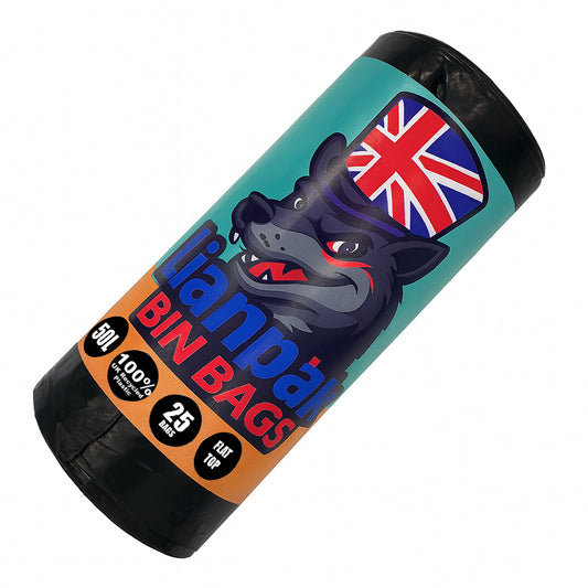 50L, Heavy Duty, Extra Strong, FLAT TOP, 35 Microns, Large Refuse Sacks