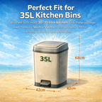 Lianpak BioFlex 35L Kitchen Bin Bags Drawstring, Compostable Food & Household Waste Liners, Strong Leak Resistant Trash Bags, Easy Tie Garbage Bags, 70×58cm