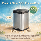 Lianpak BioFlex 50L Kitchen & Household Bin Bags Drawstring, Compostable Waste Liners, Strong Leak Resistant Trash Bags, Easy Tie Garbage Bags, 85×70cm