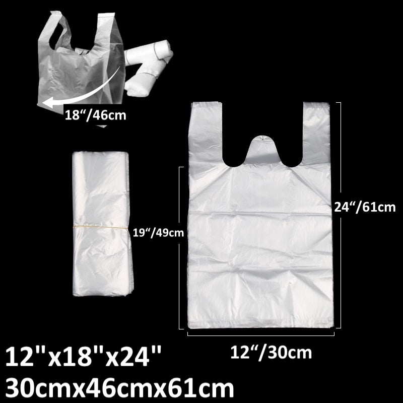 Lianpak Extra Strong White & Clear Mid Size Vest Carrier Bags 12"x18"x24"