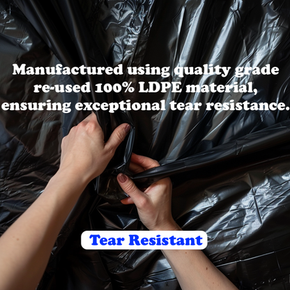 20pcs Lianpak Heavy Duty FLAT TOP 110L All-Purpose Refuse Sacks, 30um, Bin Bags, Bin Liners with FlexTech, Soft Touch, Recycled, Tear Resistant - Perfect for Household, Office, Kitchen & Caterers - 20 Bags per Roll - Black Catering Plastic Smooth