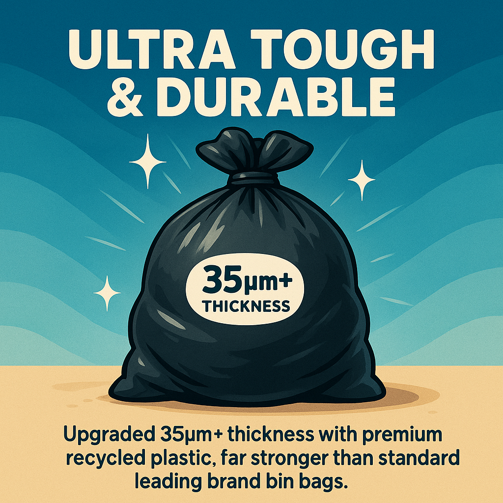 50L, Heavy Duty, Extra Strong, FLAT TOP, 35 Microns, Large Refuse Sacks