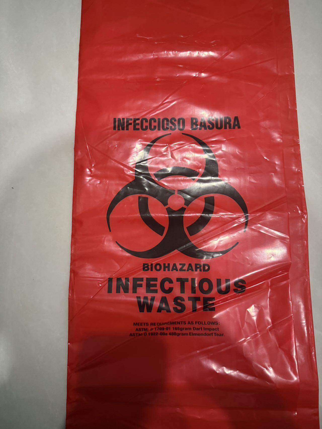 Medical Bag, Red, 75L Long, Made in UK, 100% Recycled from UK Waste, No EPR,  Support Print/Made to Order