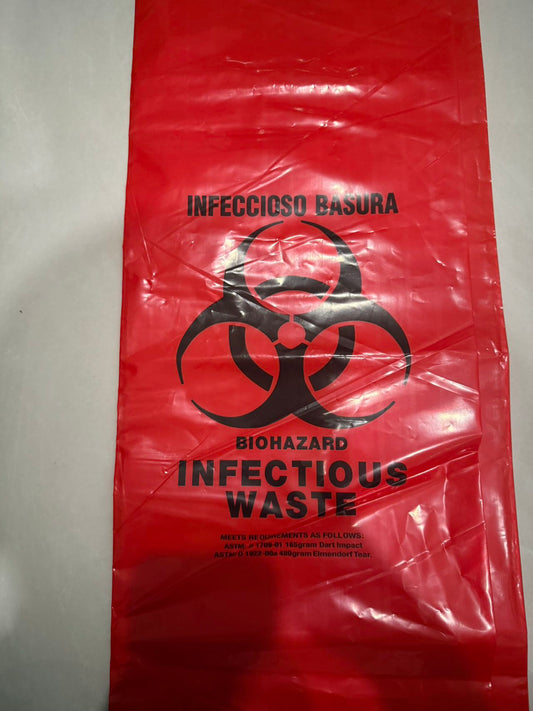 Medical Bag, Red, 120L Long, Made in UK, 100% Recycled from UK Waste, No EPR,  Support Print/Made to Order