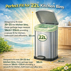 Lianpak BioFlex 22L Kitchen Bin Bags Drawstring, Compostable Food Waste Caddy Liners, Strong Leak Resistant Small Trash Bags, Easy Tie Garbage Bags, 56×55cm