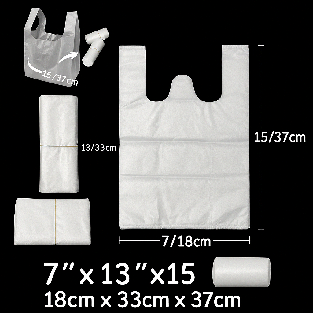 Lianpak Extra Strong White & Clear Mid Size Vest Carrier Bags 7"x13"x15"