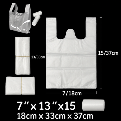 Lianpak Extra Strong White & Clear Mid Size Vest Carrier Bags 7"x13"x15"